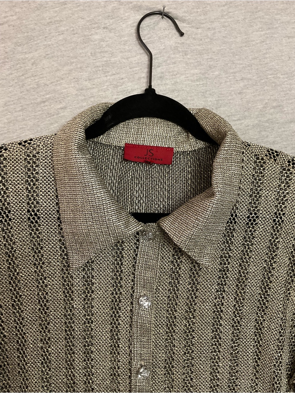 JS Collection Metallic Knit Button-Front Blouse - Picture 4 of 6